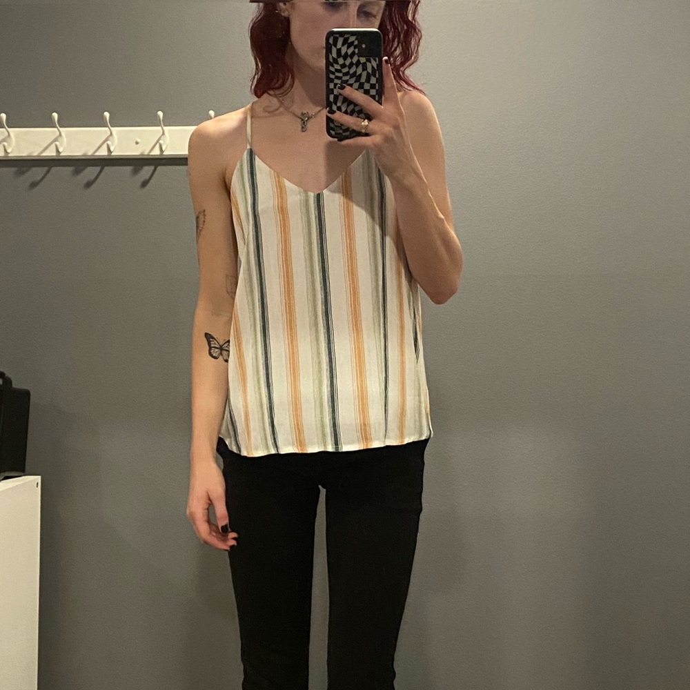 Striped Razorback tank top with zipper